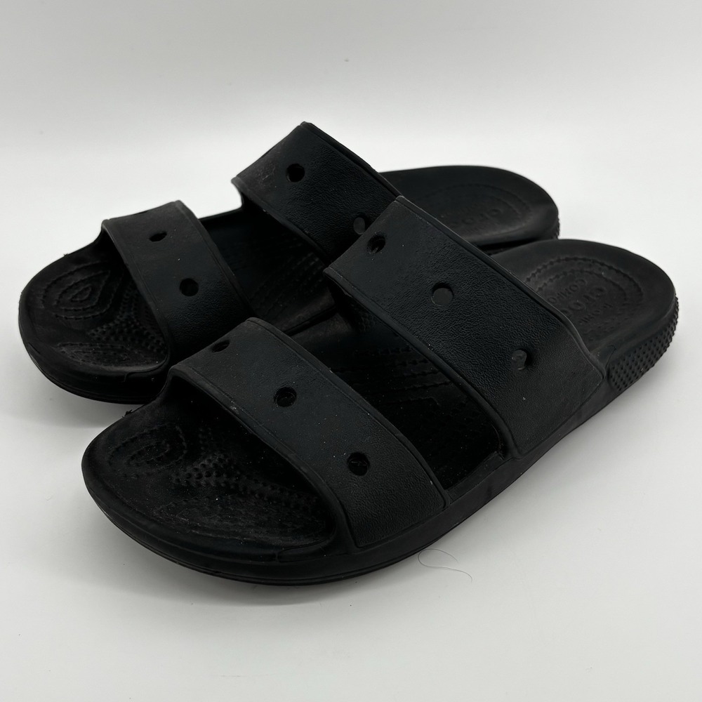 Crocs Classic Iconic Comfort Two Strap Black Sandals - Men's Size 5/ Women 7